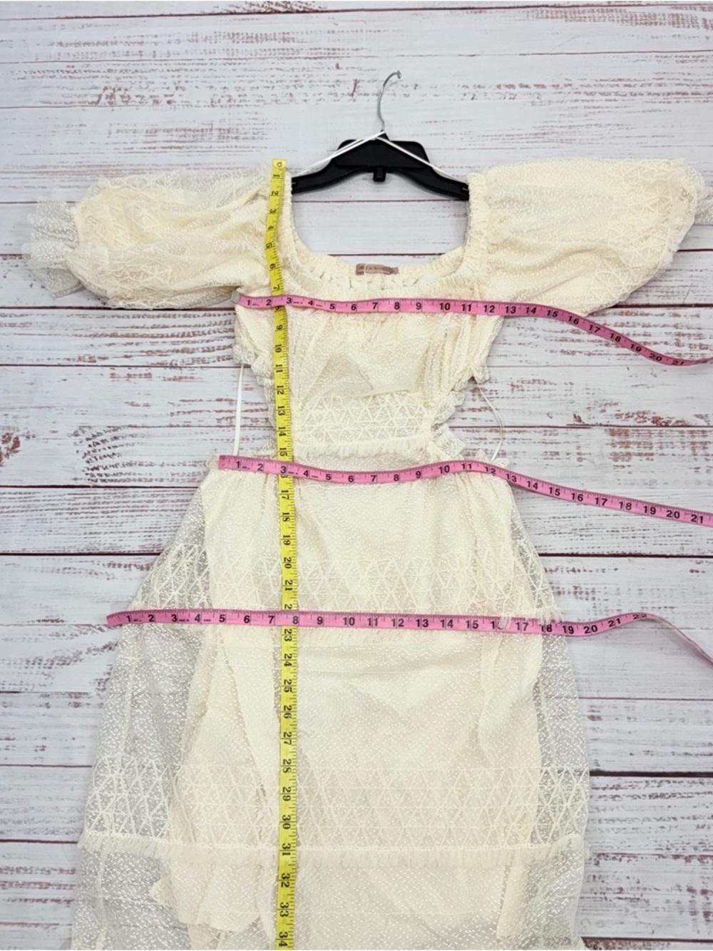 Skylar Rose Size Small Cream Lace off-shoulder Tiered Maxi Dress - Picture 11 of 16
